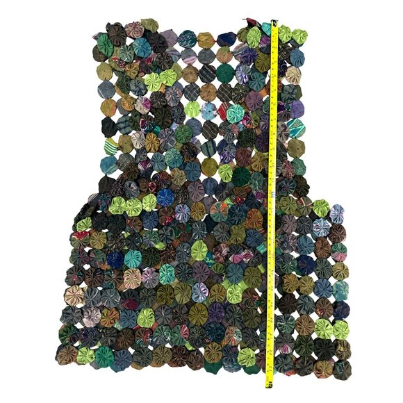 CCC Handmade Thai Silk Vest Colorful Yo Yo Pattern Open Sleeveless Design Small - Picture 5 of 9